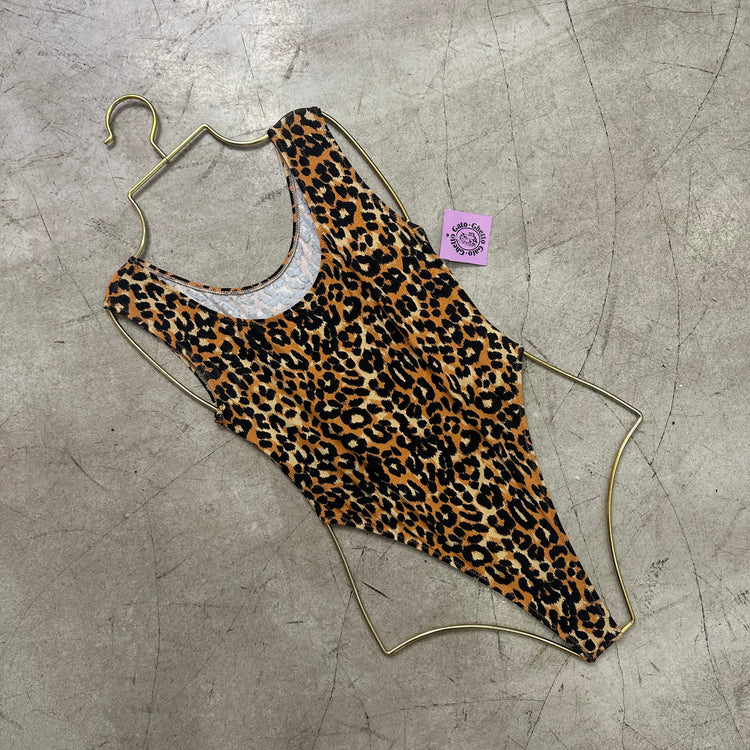 LEOPARD THONG PLAIN SWIMSUIT