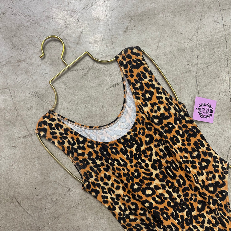 LEOPARD THONG PLAIN SWIMSUIT