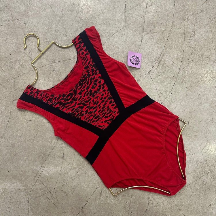 ROTER LEOPARDEN-Bodysuit