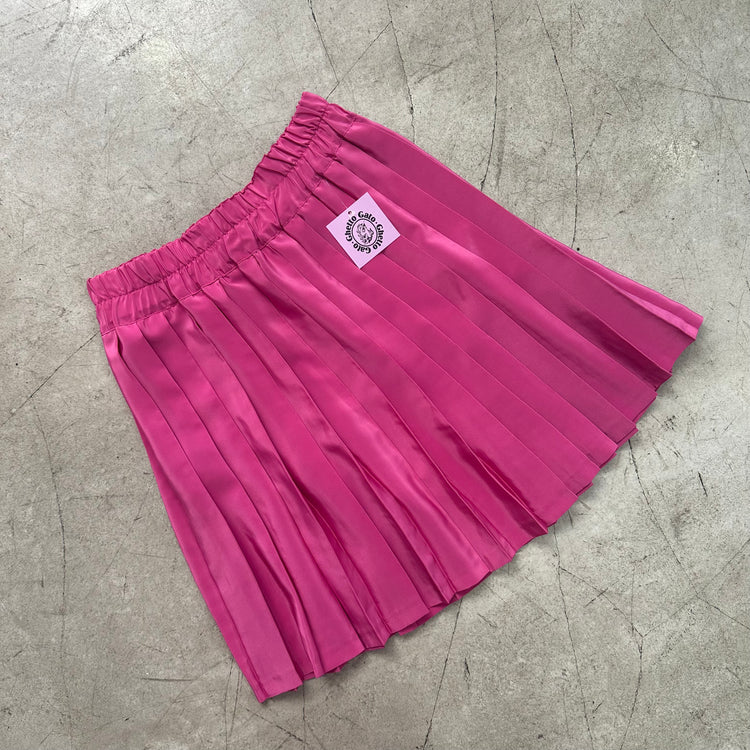 FUCHSIA LEOPARD PLEATED SKIRT