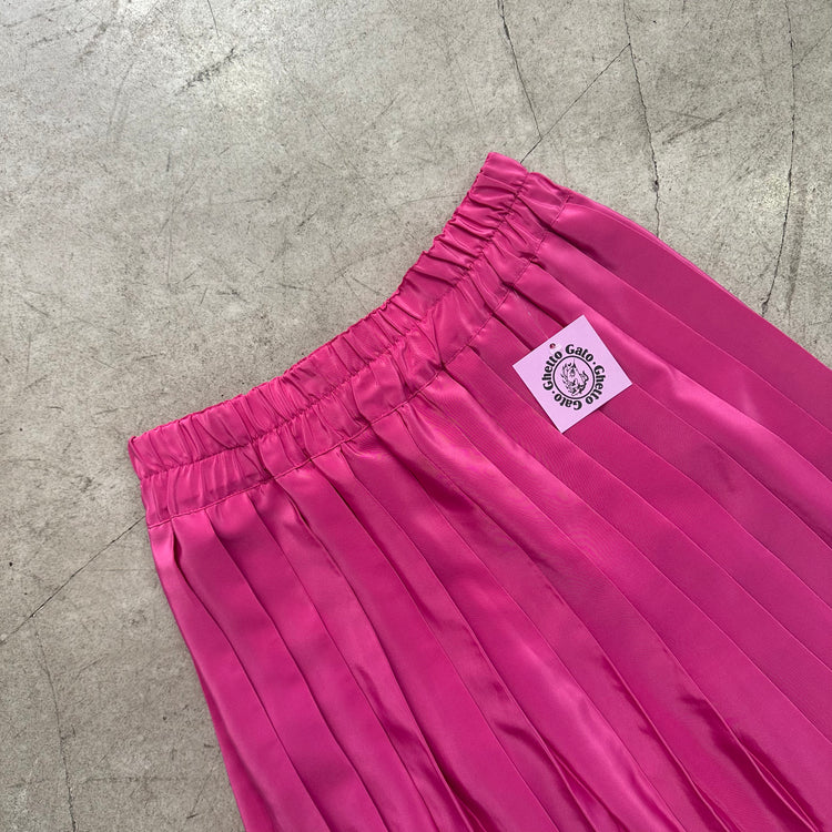 FUCHSIA LEOPARD PLEATED SKIRT