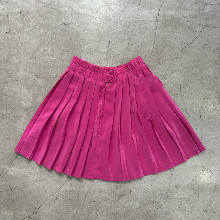 FUCHSIA LEOPARD PLEATED SKIRT