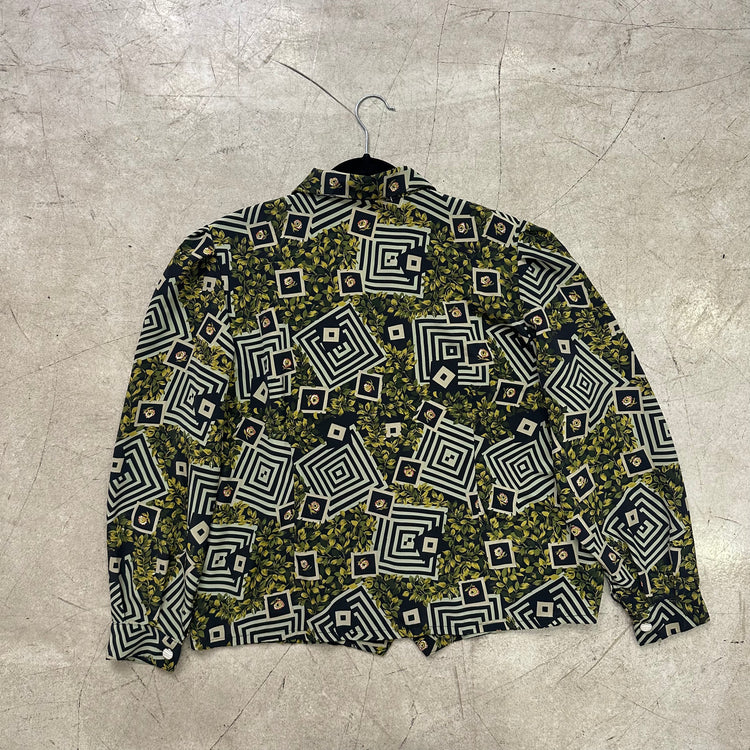 CAMISA BLACK FLORAL GREEN SHAPES