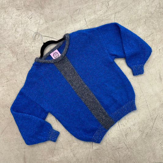 BLAUER MOHAIR-PULLOVER