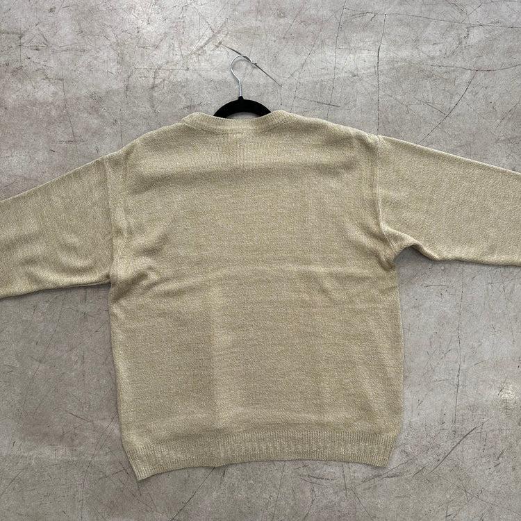 BEIGE GESTREIFTER STRICKPULLOVER