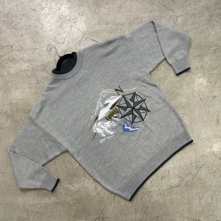 BLUE SEVEN EMBROIDERED GRAY SWEATER