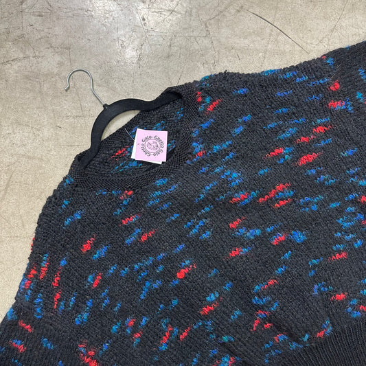 BLACK RED MOHAIR TEXTURES SWEATER