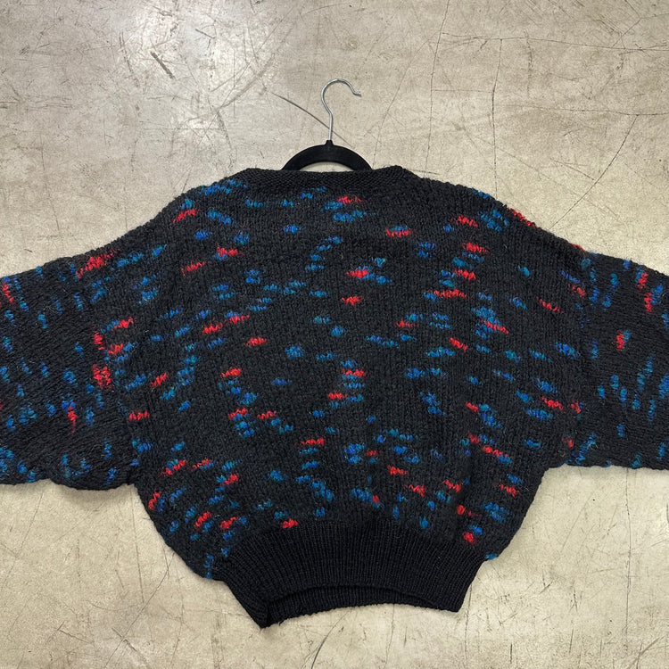 BLACK RED MOHAIR TEXTURES SWEATER