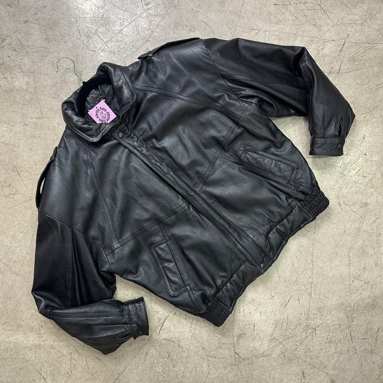 BOMBER PIEL BLACK ACOLCHADA