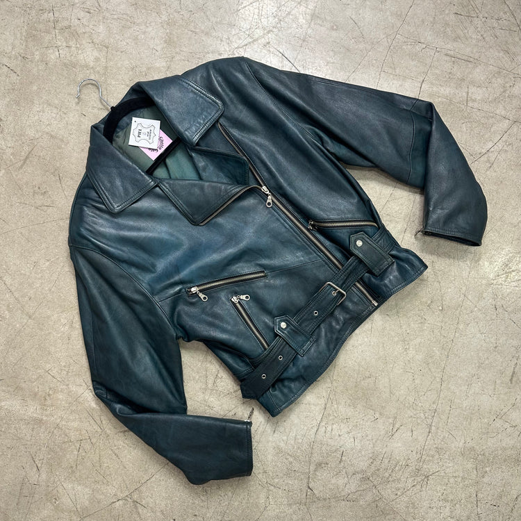 BOMBER BIKER PIEL GREEN AGUAMARINA