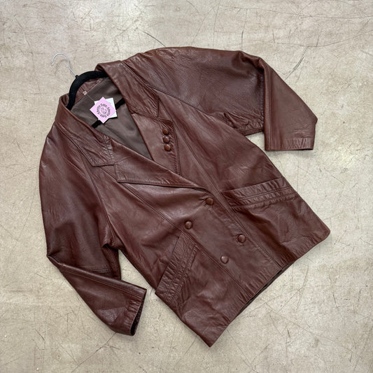 BROWN LEATHER COAT GABRIEL SEGUI