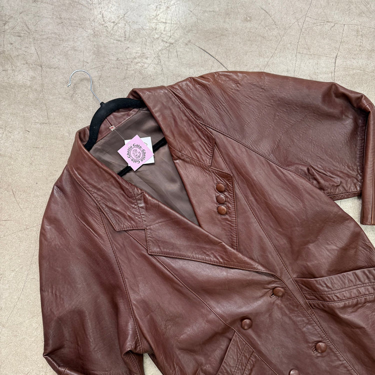 BROWN LEATHER COAT GABRIEL SEGUI