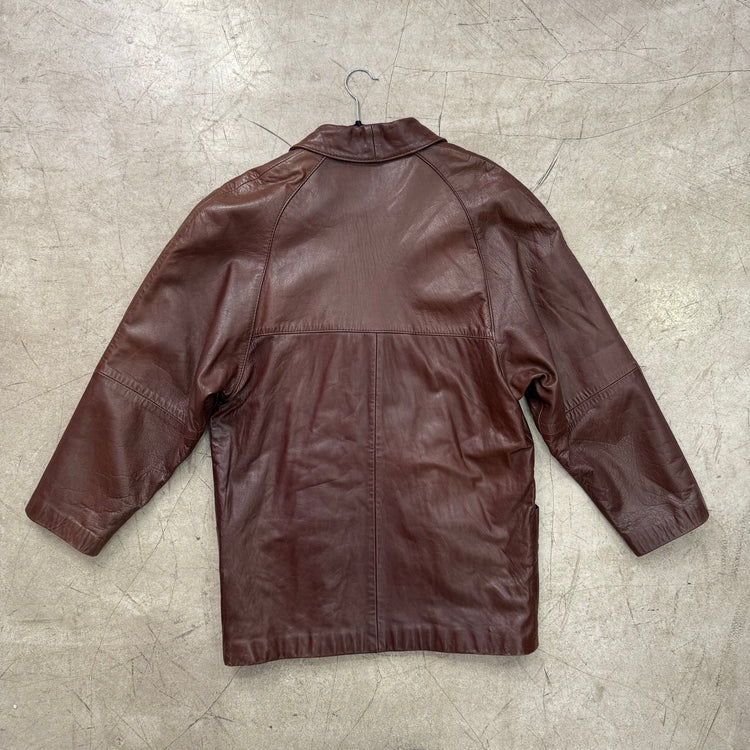 BROWN LEATHER COAT GABRIEL SEGUI