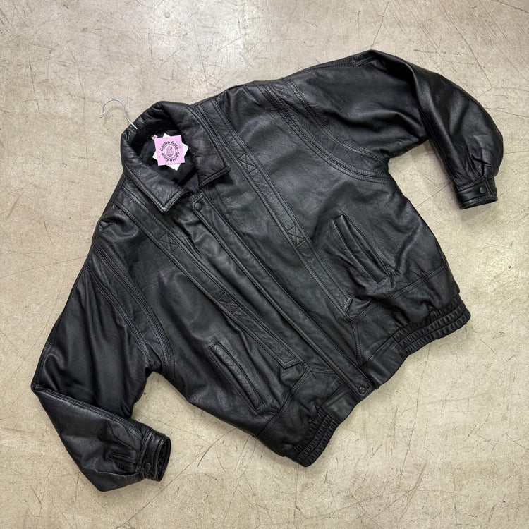 BOMBER PIEL BLACK ACOLCHADA