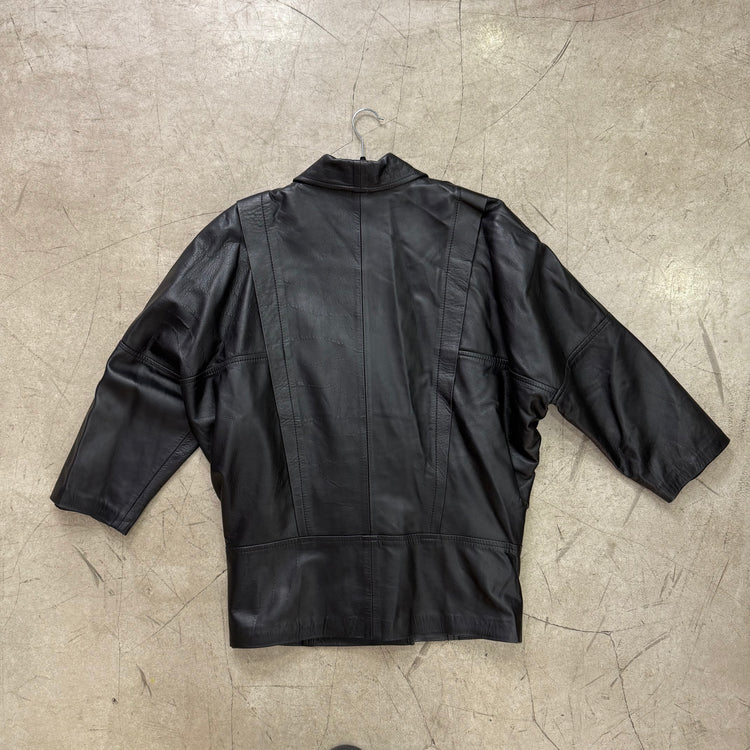 BLACK LEATHER COAT GABRIEL SEGUI