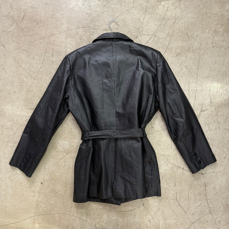 BLACK LEATHER COAT GABRIEL SEGUI