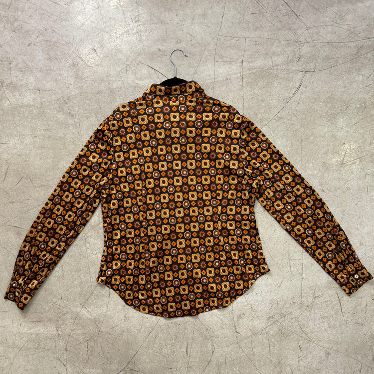 CAMISA 70s ORANGE BROWN PRINT