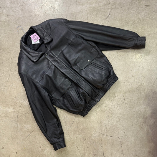 BOMBER ACOLCHADA PIEL BLACK